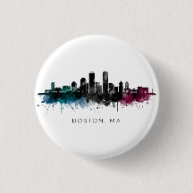 Massachusetts-Kunst | Boston MA Skyline Aquarell