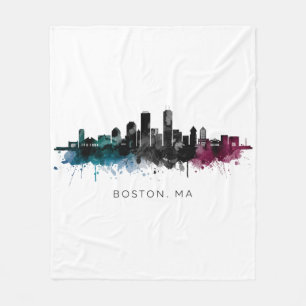 Massachusetts-Kunst   Boston MA Skyline Aquarell Fleecedecke