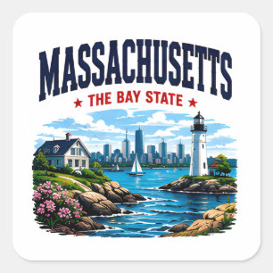 Massachusetts-Küstenkulturerbe Quadratischer Aufkleber