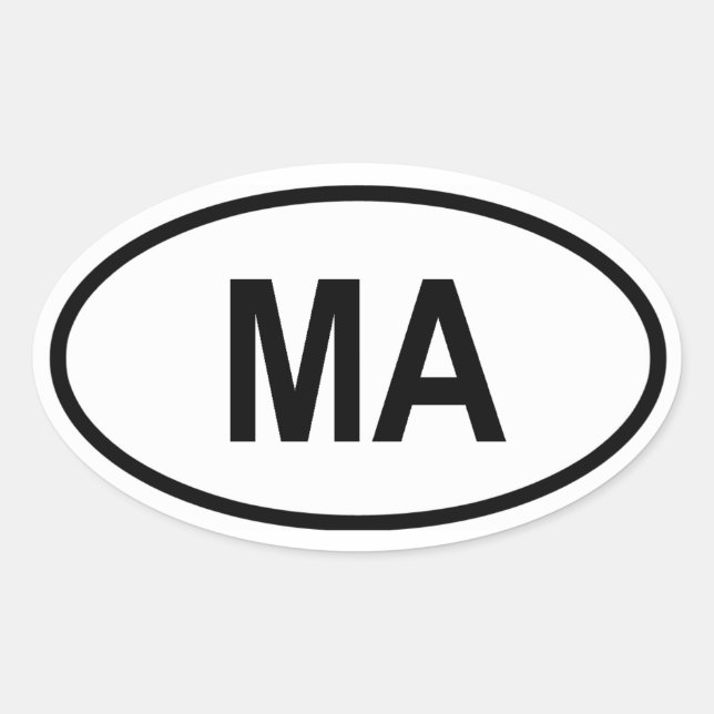 Massachusetts "MA" Ovaler Aufkleber (Vorderseite)