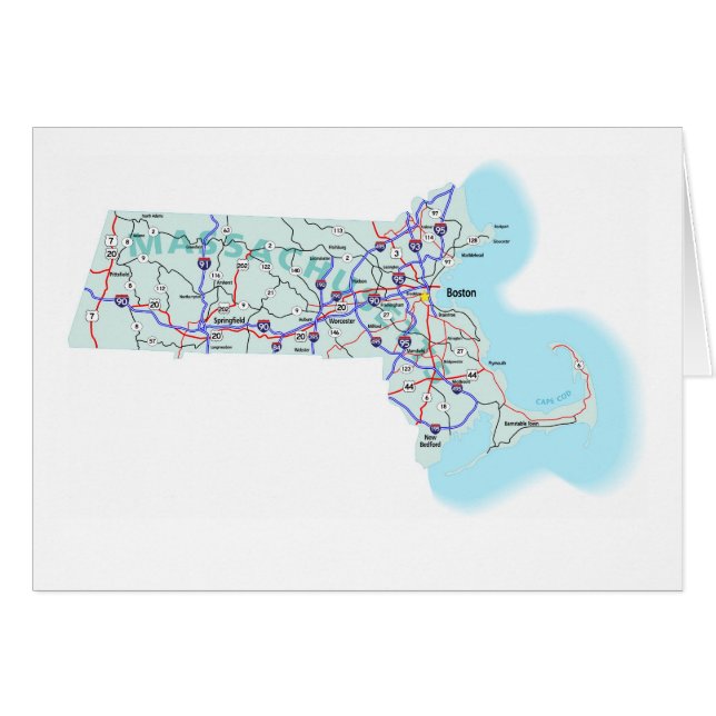 Massachusetts Map Blank Card (Vorderseite (Horizontal))