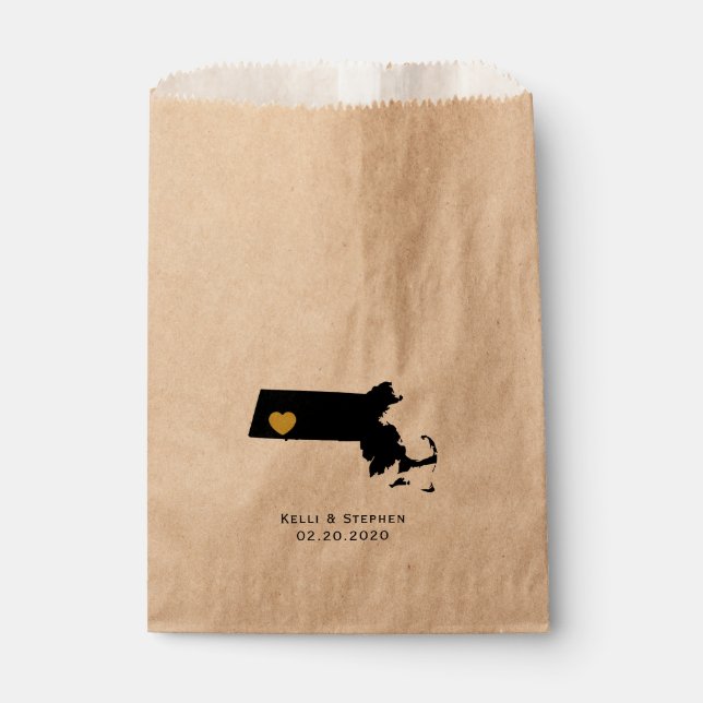 Massachusetts Mariage Faveur Traite Sacs, Sacs Cad (Devant)
