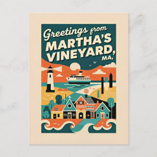 Massachusetts Martha’s Vineyard 1950s Retro Postkarte