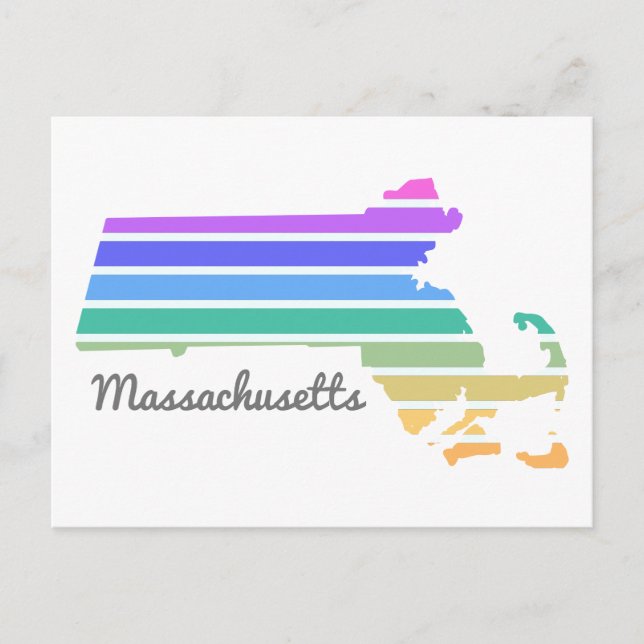Massachusetts Minimalistischer Urlaub Postkarte (Vorderseite)