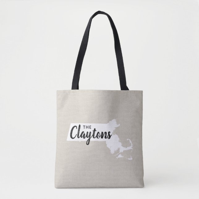 Massachusetts Monogram Staat Tote Bag Tasche (Vorderseite)