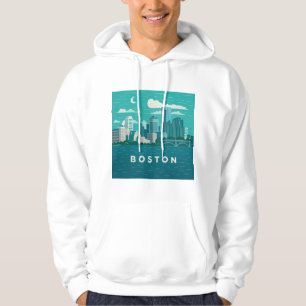 Massachusetts Nacht Stadtansicht Boston City Hoodie
