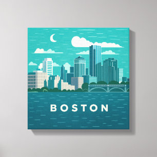 Massachusetts Nacht Stadtbild Boston Stadt Leinwanddruck