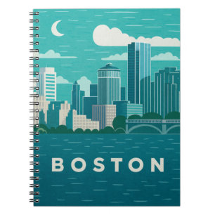 Massachusetts Nacht Stadtbild Boston Stadt Notizblock