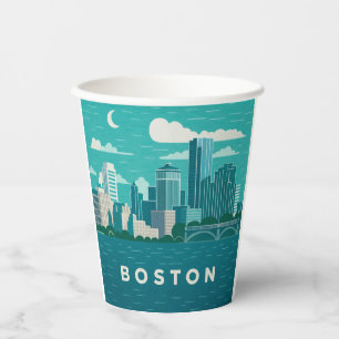 Massachusetts Nacht Stadtbild Boston Stadt Pappbecher