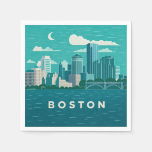 Massachusetts Nacht Stadtbild Boston Stadt Serviette