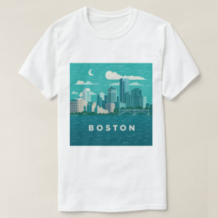 Massachusetts Nacht Stadtbild Boston Stadt T-Shirt
