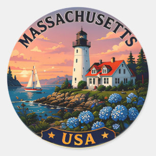 Massachusetts New England Küstenreise Runder Aufkleber