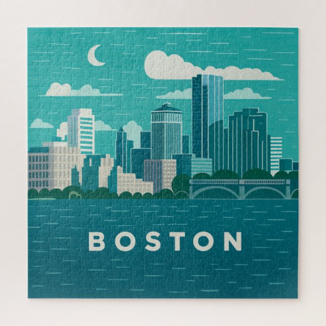 Massachusetts Night Cityscape | Boston City (Vertikal)
