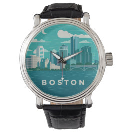 Massachusetts Night Cityscape | Boston City Armbanduhr