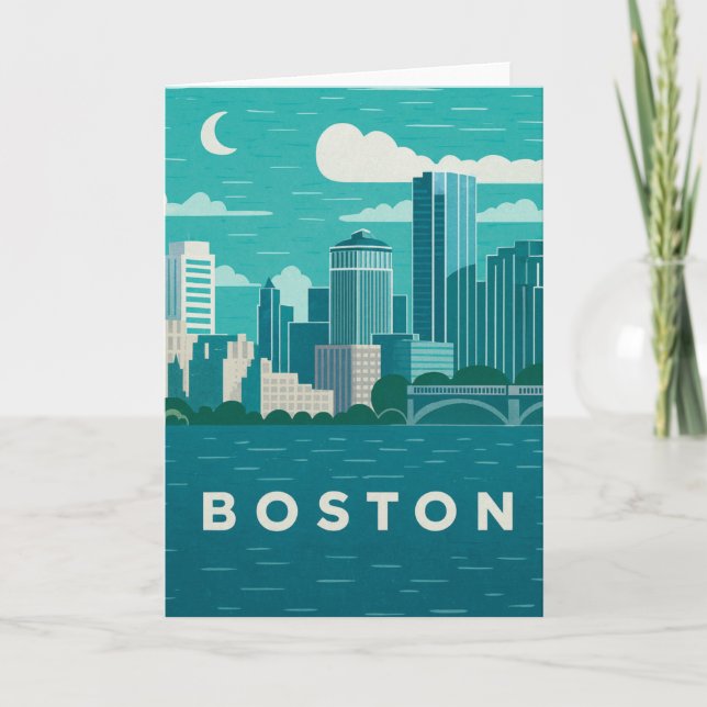 Massachusetts Night Cityscape | Boston City Karte (Vorderseite)