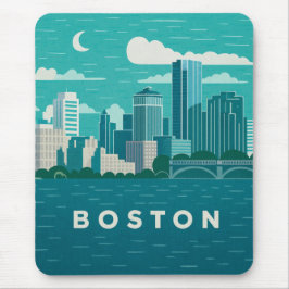 Massachusetts Night Cityscape | Boston City Mousepad