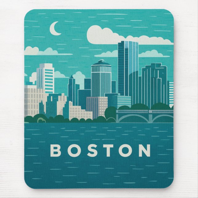 Massachusetts Night Cityscape | Boston City Mousepad (Vorne)
