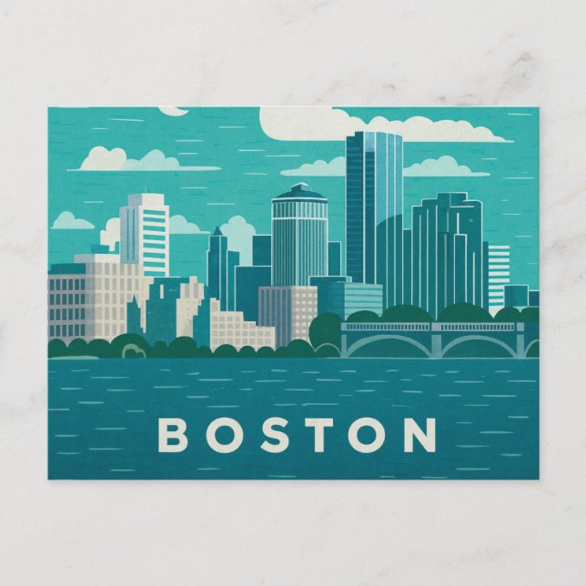 Massachusetts Night Cityscape | Boston City Postkarte (Vorderseite)