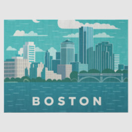 Massachusetts Night Cityscape | Boston City Seidenpapier
