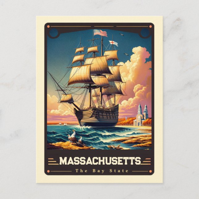 Massachusetts | Patriotischer Geist Vintag Postkarte (Vorderseite)