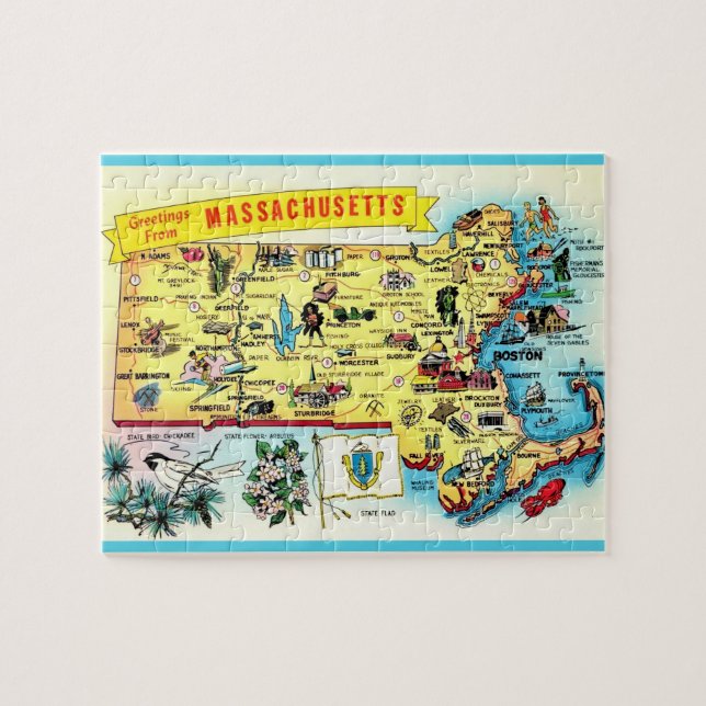 Massachusetts Postcard Jigsaw Puzzle (Horizontal)