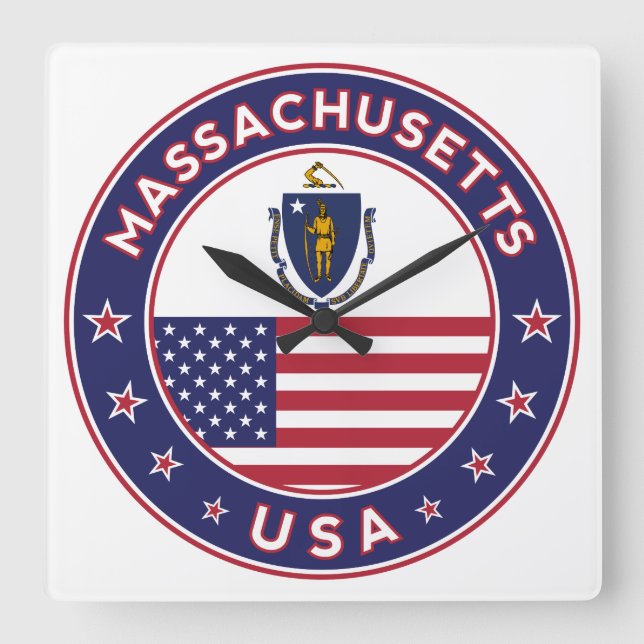 Massachusetts Quadratische Wanduhr (Vorderseite)