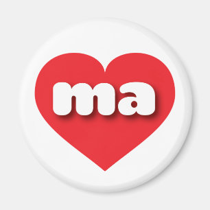 Massachusetts Red Heart - I Liebe MA Magnet