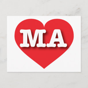 Massachusetts Red Heart - I Liebe MA Postkarte