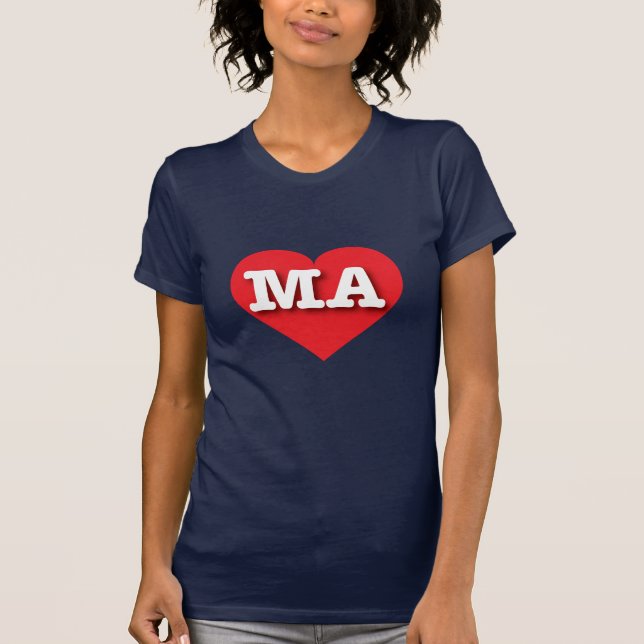 Massachusetts Red Heart - I Liebe MA T-Shirt (Vorderseite)