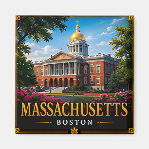 🏛️ Massachusetts Reise-Souvenir für erste Besuche Magnet