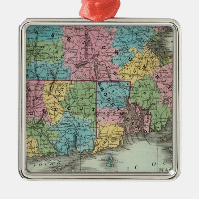 Massachusetts Rhode Island und Connecticut Ornament Aus Metall (Vorne)