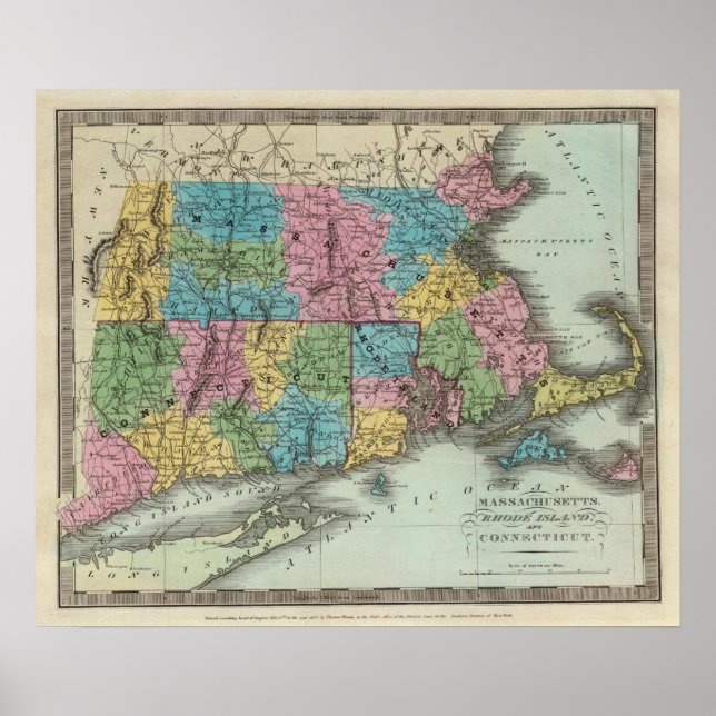 Massachusetts Rhode Island und Connecticut Poster (Vorne)