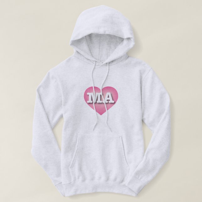 Massachusetts - Rosa Katzenherz - I Liebe MA Hoodie (Design vorne)