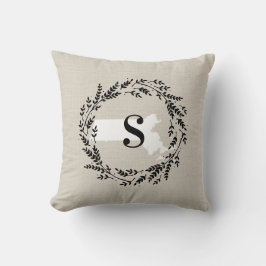 Massachusetts Rustikales Kraut Monogramm Kissen Ki