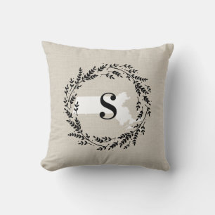 Massachusetts Rustikales Kraut Monogramm Kissen Ki