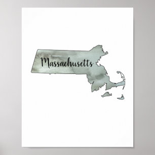 Massachusetts Staat Illustration Poster