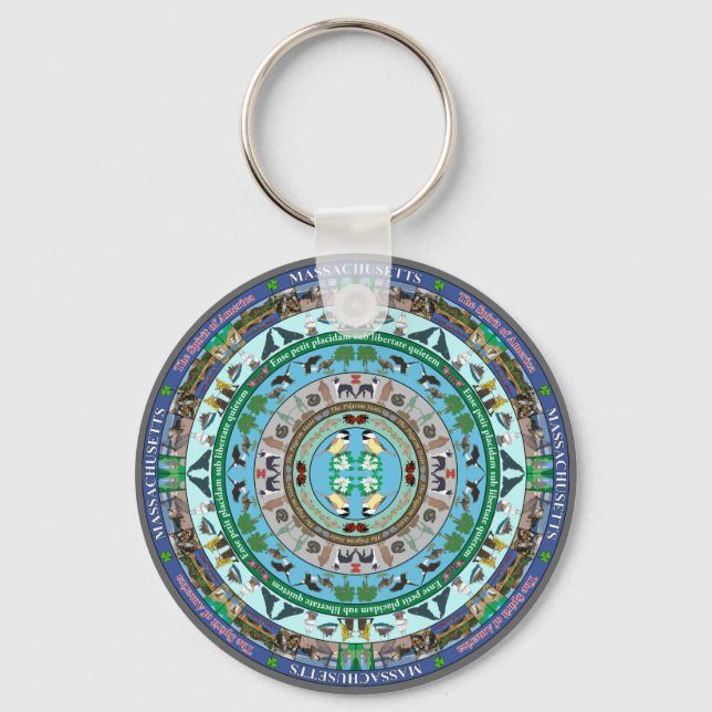 Massachusetts Staat Mandala Schlüsselanhänger (Vorderseite)