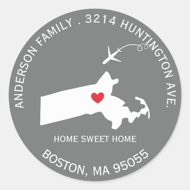 MASSACHUSETTS-Staat | Neue Adressenaufkleber Runder Aufkleber (Vorderseite)