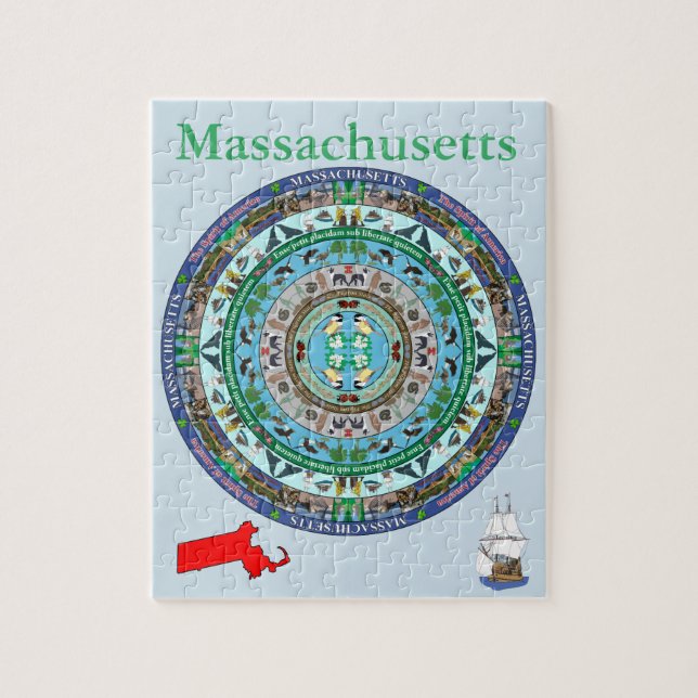 Massachusetts-Staatmandala-Puzzlespiel (Vertikal)