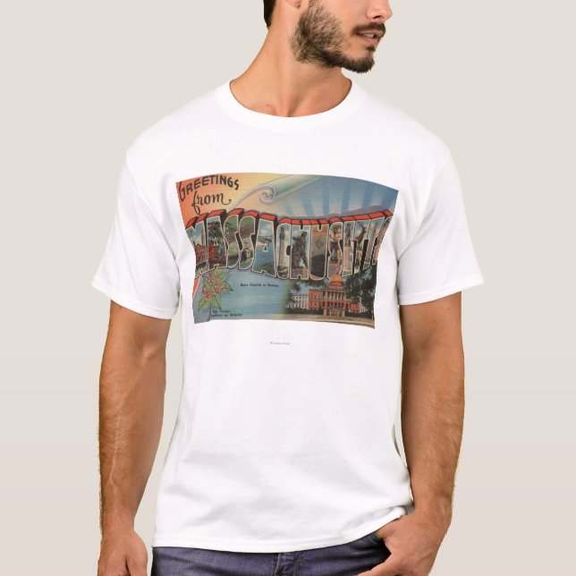 Massachusetts (Staats-Hauptstadt/Blume) T-Shirt (Vorderseite)