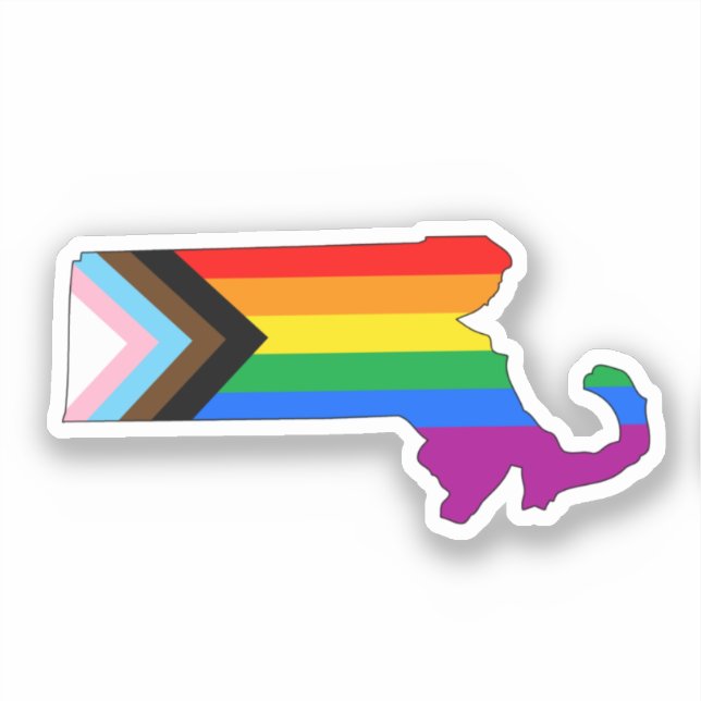 Massachusetts Staatsstolz LGBTQ-Fortschritt Aufkleber (Vorderseite)