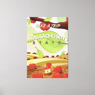 Massachusetts State Apfelbaum Reiseplakat Carto Leinwanddruck