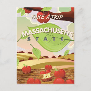 Massachusetts State Apfelbaum Reiseplakat Carto Postkarte