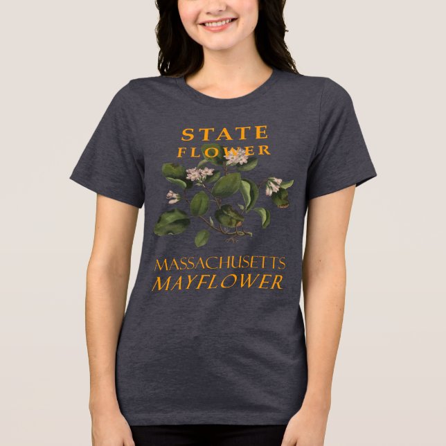 Massachusetts Territoriale Blume Die Mayflower Tri-Blend Shirt (Vorderseite)