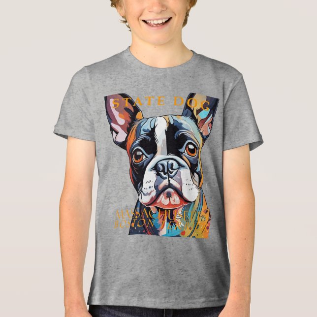 Massachusetts Territorium Hund The Boston Terrier  Tri-Blend Shirt (Vorderseite)