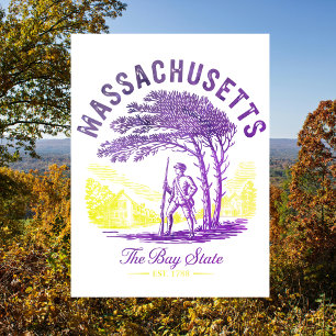 Massachusetts The Bay Staat Est. 1788 Kolonial Postkarte