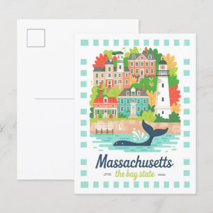 Massachusetts the Bay Staat USA Summer Travel Postkarte