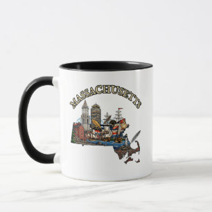 Massachusetts-Umriss-Tätowierstil  Tasse