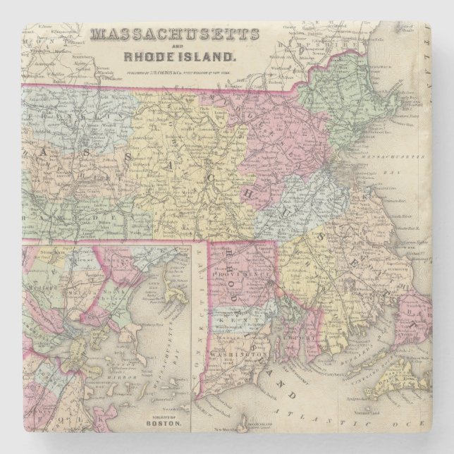 Massachusetts und Rhode Island 2 Steinuntersetzer (Vorderseite)