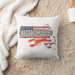 Massachusetts United Staaten Retro Map Vintag USA Kissen